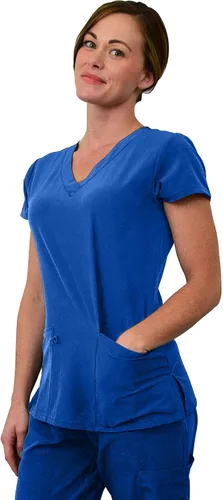Miniatura 2 de Green Town Women's Jogger Scrub Set Medical Nursing GT 4FLEX Top and Pant Solid Colors and Prints