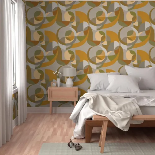 Miniatura 5 de Spoonflower Removable Wallpaper Swatch - Modern Circles Geometric Abstract Mod Minimalist Scandinavia Mid Custom Pre-Pasted Wallpaper