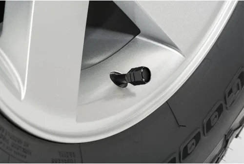 Miniatura 2 de iPick Image Para Ford Mustang GT en negro sobre negro con forma hexagonal de aluminio tapas de vástago de válvula de neumático