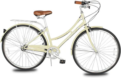 Miniatura 16 de Tracer Osaka - Bicicletas híbridas, marco de acero, Shimano Nexus Inter 3/7 velocidades, agarre marrón asiento marrón, bicicleta de carretera, Rojo