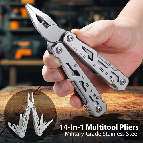 Miniatura 5 de Multitools - Juego de regalo "THANK YOU", 14 en 1, alicates multiherramientas y cuchillo de bolsillo con etiqueta para llavero, kit EDC de 3 piezas
