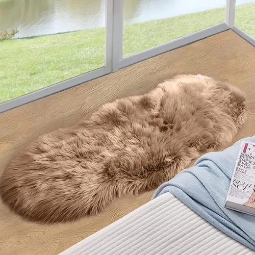 Miniatura 15 de ORINOVA Alfombras de pelo sintético lavable de color gris plateado claro para dormitorio, alfombra de felpa para sala de estar, alfombra