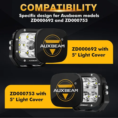 Miniatura 4 de Auxbeam XP-Ultra - Paquete de luces LED de 5 pulgadas con cubiertas protectoras negras, luces ámbar DRL para todo terreno, luz de zanja de doble