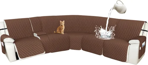 Miniatura 36 de Arfntevss Fundas de sofá modular reclinable, 100% impermeable, en forma de L, para sillón reclinable en forma de L, funda seccional lavable