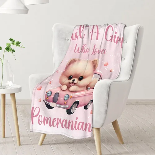 Miniatura 2 de Manta de Pomerania para niñas, tamaño de regazo de 30 x 40 pulgadas, manta de felpa suave y mullida, manta rosa para perro para sala de estar