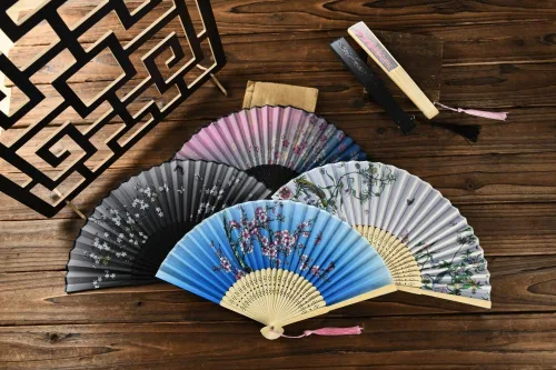 Miniatura 4 de HUNANBANG 4 abanicos de mano plegables de bambú oriental, solo para adultos, regalo de boda, recuerdos de fiesta, decoración de bricolaje