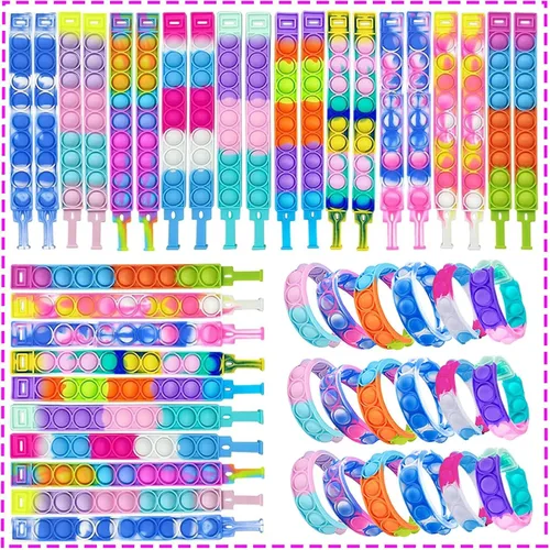 15 pulseras Push Pop, recuerdo de fiesta para niños, paquete de juguetes para la ansiedad, pulsera para aliviar el estrés para niñas, niños y