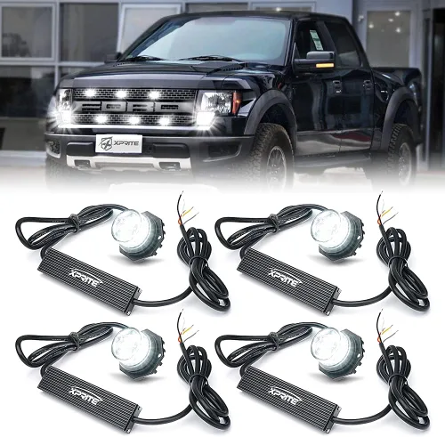 Miniatura 11 de Xprite - Juego de luces led estroboscópicas ocultas ámbar con 14 patrones de flash, luces estroboscópicas de parrilla para camiones, montaje