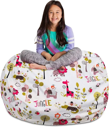 Miniatura 47 de Posh Stuffable - Sillón puff con almacenamiento para niños, contenedor de animales de peluche, organizador de juguetes de niños Lona rayas verde