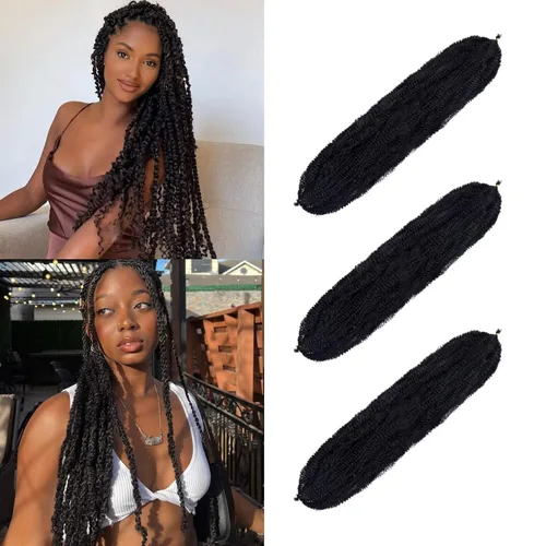 Miniatura 40 de Marley Twist - Cabello trenzado de 16 pulgadas, cabello afro trenzado elástico, paquete de 7 paquetes, cabello rizado rizado ombré, marrón Marrón