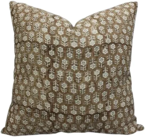 Miniatura 6 de Fundas de almohada de lino grueso con estampado de bloques, 14x14 pulgadas, fundas de almohada vintage hechas a mano para sofá y sofá, funda