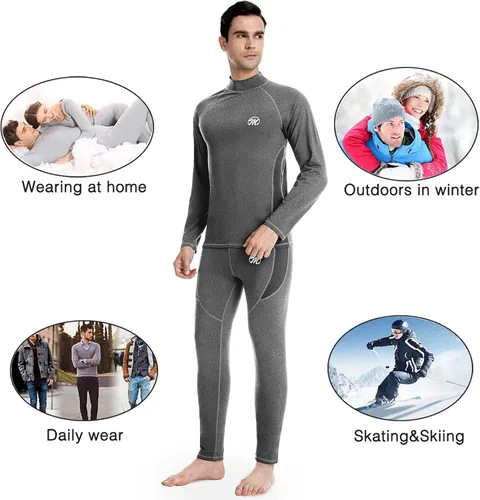 Miniatura 7 de MEETWEE Conjunto de ropa interior térmica para hombre, equipo de esquí de invierno, forro polar, capa base larga, cálida, parte superior e inferior