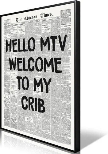 Bienvenido a Mi Nido Arte de Pared de Tela de Periódico Retro en Blanco y Negro Tipografía de Noticias Póster de los 70 Tendencia para Decoración de