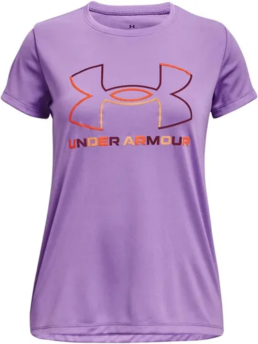 Under Armour - Camiseta de manga corta para niñas, con logotipo grande, de tela Tech