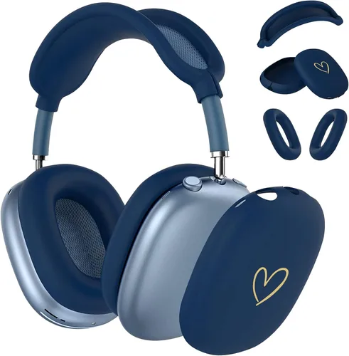Miniatura 10 de Funda para AirPods Max, silicona suave antiarañazos con patrón de corazón dorado para auriculares Apple AirPods Max (negro)
