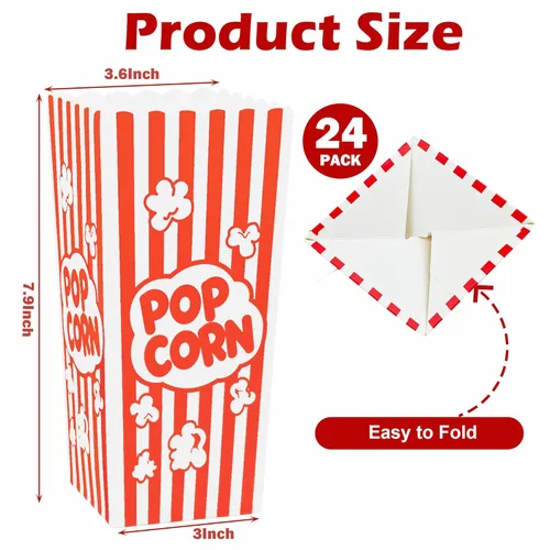 Miniatura 2 de Homrelaxy 24 piezas Cajas de palomitas de maíz, contenedores de gran capacidad para máquina de palomitas de maíz, noche de película, cine, carnaval