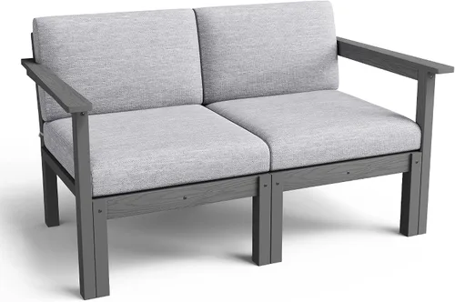 Miniatura 14 de Stoog Banco de Exterior para 2 Personas para Todo Clima, Capacidad de 800 libras Banco de Jardín de Plástico HIPS para Patio, Patio Trasero, Porche