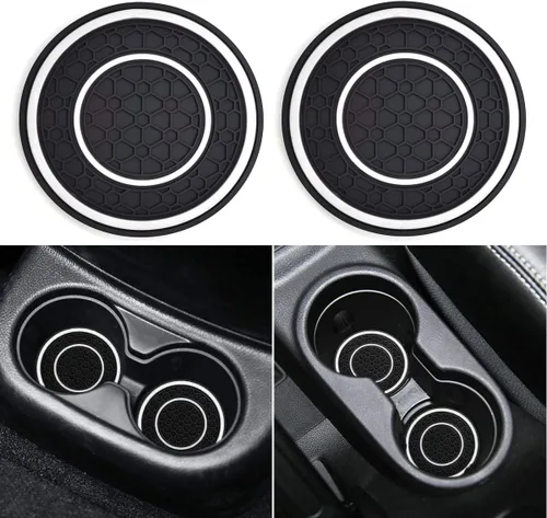 Miniatura 12 de Auprite Portavasos para automóvil, paquete de 2 posavasos universales antideslizantes para automóvil, accesorios para el interior del automóvil Negro