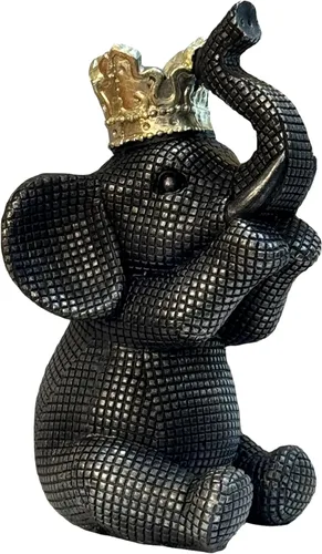 Miniatura 11 de Etlemonde Estatua de elefante para el hogar, decoración de rey negro y dorado con corona de elefante, escultura de elefante para sala de estar