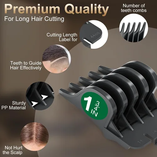 Miniatura 2 de Juego de protectores de cortapelos de 1.25 pulgadas, 1.5 pulgadas, 1.75 pulgadas, 2 pulgadas, compatibles con la mayoría de cortadoras Wahl, guías