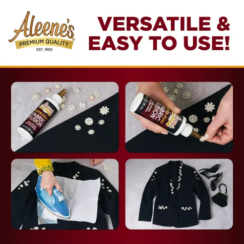 Miniatura 6 de Aleene's Fabric Fusion Insta-Fuse - Pegamento permanente para tela termoactivado, tiempo de secado instantáneo, ideal para arreglos rápidos de moda