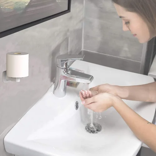 Miniatura 5 de Soporte de papel higiénico autoadhesivo, soporte para toallas de papel, soporte para papel higiénico de baño, fácil instalación, sin taladrar Blanco
