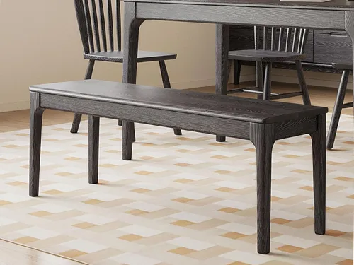 Banco de comedor, banco de madera de roble macizo, mesa de comedor para interiores, hogar, dormitorio, extremo de cama, restaurante, muebles Negro