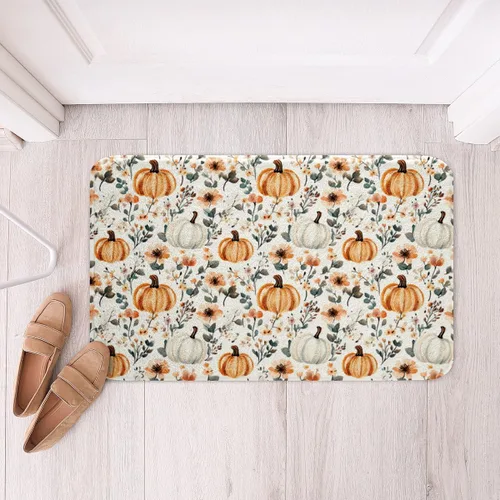 Miniatura 10 de Erosebridal Thanksgiving Turkey Bathroom Rugs - Fall Leaves Pumpkin Bath Mat for Kids Adults, Vintage Autumn Harvest Door Mat 16 x 24 Inch Rustic