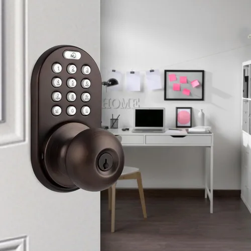 Miniatura 2 de MiLocks TKK-02OB: cerradura digital para puerta con teclado electrónico, bronce aceitado, teclado con función de bloqueo Bronce frotado con aceite
