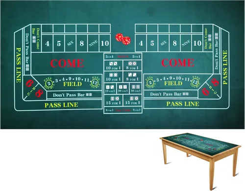 Miniatura 12 de 72 X 36 pulgadas Casino Profesional Ruleta y Craps Diseño de Fieltro de Mesa de Tablero, Hasta 10 Jugadores. 100% Tela, Impermeable y Resistente a