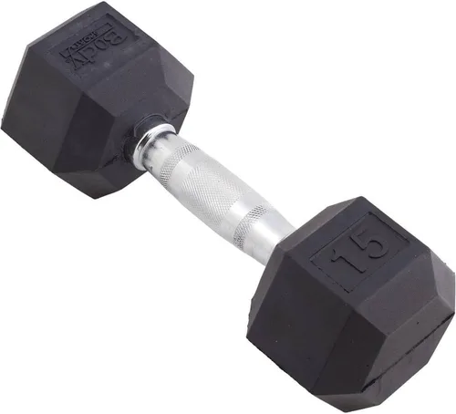 Miniatura 22 de Body Sport Mancuerna hexagonal con revestimiento de goma, individual – Mancuernas para ejercicios – Equipo de entrenamiento de fuerza – Accesorios