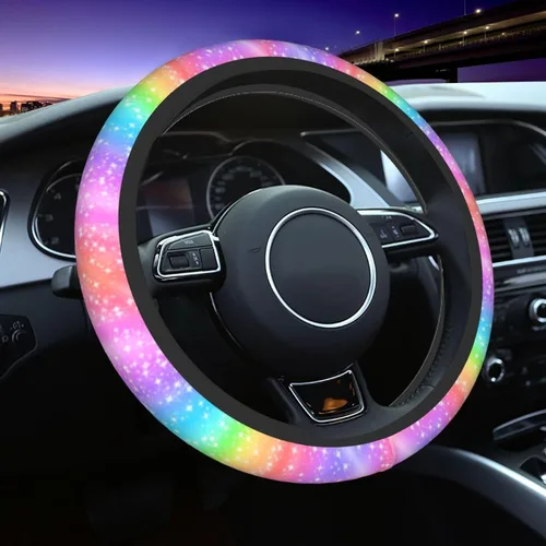 Miniatura 9 de Funda de volante de flores azules para mujer, accesorios de automóvil, para niñas, universal, de 15 pulgadas, de neopreno, decoración