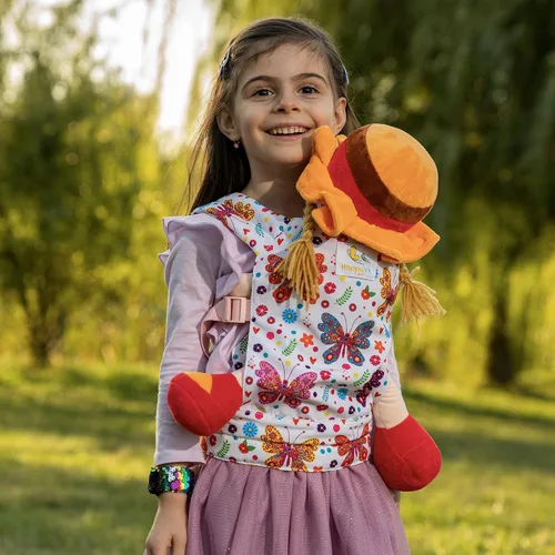 Miniatura 6 de HappyVk Portabebés para muñecas de juguete, portador delantero y trasero para niñas pequeñas, accesorios de muñeca mariposa