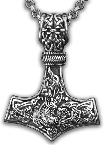 Baldur Jewelry - Collar con Colgante de Martillo de Thor Mjölnir - Joyería Vikinga Nórdica de Thor - Collar de Thor - Regalos de Thor para Hombres -
