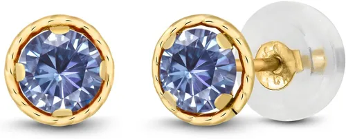 Miniatura 71 de Gem Stone King Aretes redondos de oro amarillo de 14 quilates con piedra natal Redondos de 0.157 in Aretes de oro para mujeres y hombres