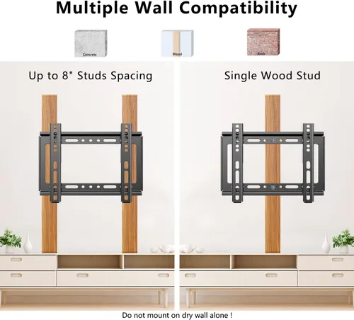 Miniatura 7 de Soporte de pared para TV de perfil bajo fijo para televisores LED, LCD y plasma de 14 a 43 pulgadas, pantalla plana, soporte universal para monitor