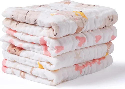 Miniatura 10 de Viviland Paños de muselina para bebé, paños superabsorbentes para bebé niña y niño, 10 x 20 pulgadas, toallas de baño de 6 capas para bebé, flores
