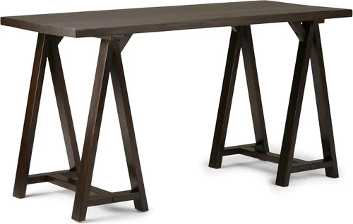 Miniatura 34 de Simpli Home - Sawhorse - Mesa de centro, color castaño oscuro., Pino, Distressed Grey