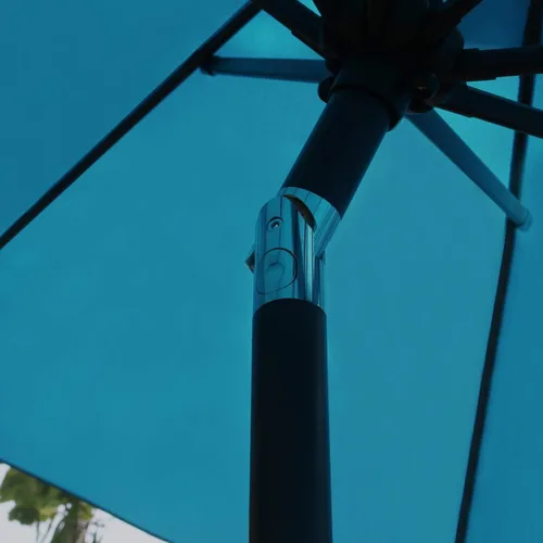 Miniatura 3 de Sunnyglade Sombrilla de patio con luz LED solar de 9 pies con 8 varillas/ajuste de inclinación y sistema de elevación de manivela (azul turquesa)