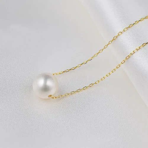 Miniatura 3 de AAAA Single Pearl Necklace Sterling Silver Floating Freshwater Cultured Pearl Pendant Necklace for Women 16 inch,17.5 inch