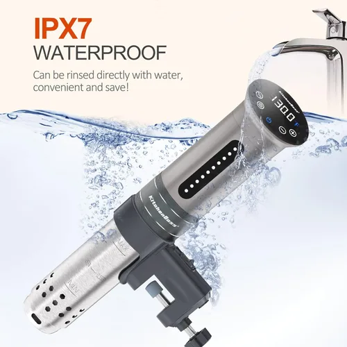 Miniatura 6 de KitchenBoss Sous Vide - Máquina de cocción al vacío, 1100 W IPX7, a prueba de agua, cocción de agua, al vacío, inversión térmica, pantalla digital