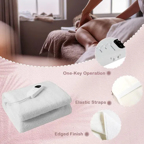 Miniatura 5 de WELLHUT Calentador de Mesa de Masaje, Almohadilla Térmica Certificada UL para Spa, Manta de Lana Deluxe para Mesa con 5 Niveles de Calor, 8