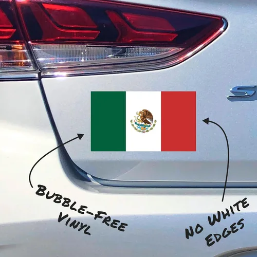 Miniatura 3 de Stickios Adhesivo de vinilo de la bandera nacional mexicana para automóviles, camiones y ventanas de vehículos, fabricado en Estados Unidos