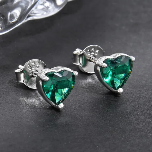 Miniatura 3 de 1 Pair Adabele Authentic Sterling Silver Heart Birthstone Stud Earrings 6mm 0.84 Carat Cubic Zirconia Diamond Gemstone Hypoallergenic Nickel Free
