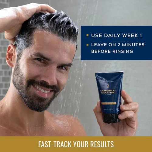 Miniatura 4 de Just for Men Control GX + THK Champú engrosador con reducción de canas, Champú para cabello delgado con queratina alfa, Engrosa el cabello hasta un