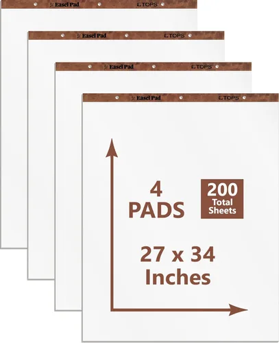 Miniatura 3 de Bloc de papel para rotafolio, 3 orificios, 27 x 34 pulgadas, color blanco, 50 hojas por bloc, de TOPS, 1-Inch Grid