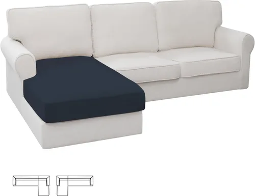 Miniatura 10 de Easy-Going - 4 Fundas de cojín elásticas para sofá seccional, izquierda/derecha, en forma de L, funda de asiento antideslizante, suave, flexible
