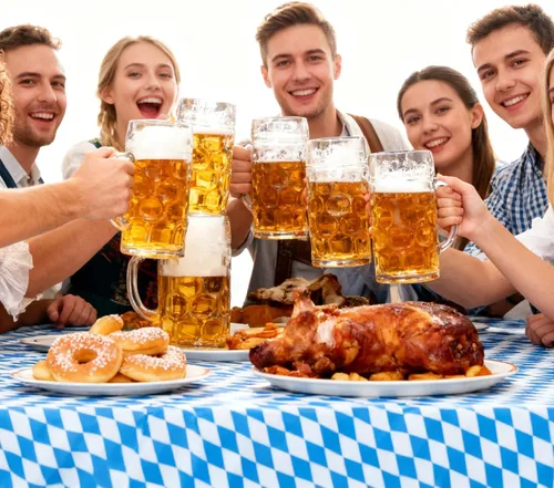 Miniatura 6 de Iceyyyy Manteles rectangulares de Oktoberfest de 3 piezas, color azul y blanco, con bandera bávara para decoración de fiestas temáticas