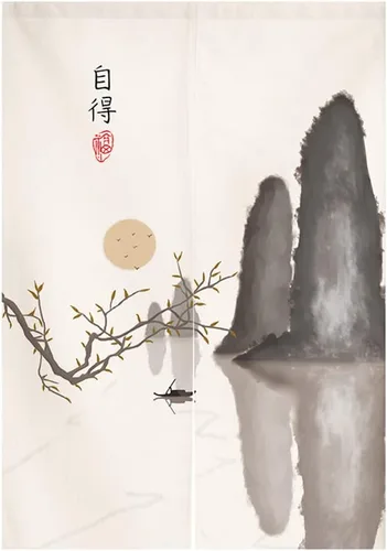 Miniatura 8 de Tapiz japonés Noren para puerta, cortina tradicional china de la riqueza de la fortuna para puerta, pintura de flores, decoración del hogar, 29 x 35