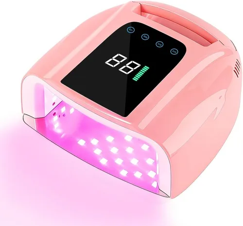 Miniatura 12 de Lámpara de uñas LED UV recargable, secadora de uñas inalámbrica de 96 W, luz de curado de esmalte de uñas de gel UV inalámbrico con 42 cuentas LCD